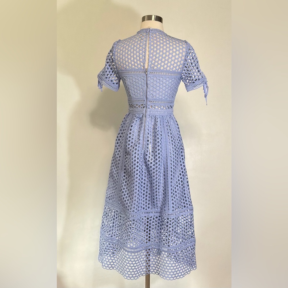 Self Portrait Guipure Lace Midi Dress in Lilac Size 2 New With Tag - Picture 4 of 11